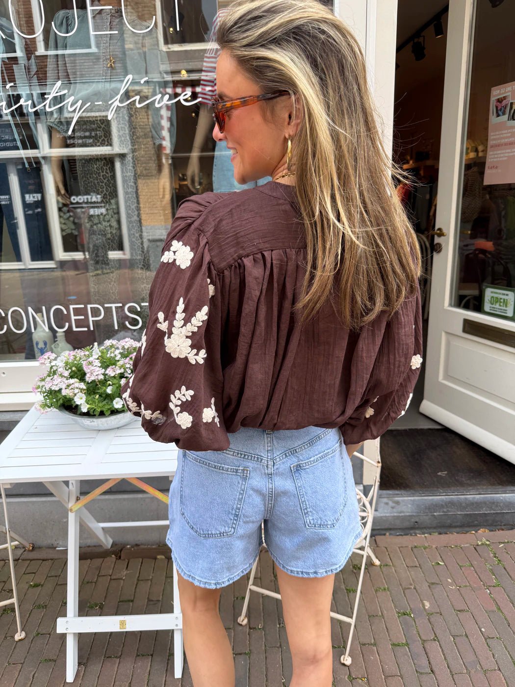 Celeste blouse geborduurd bruin - Project 35