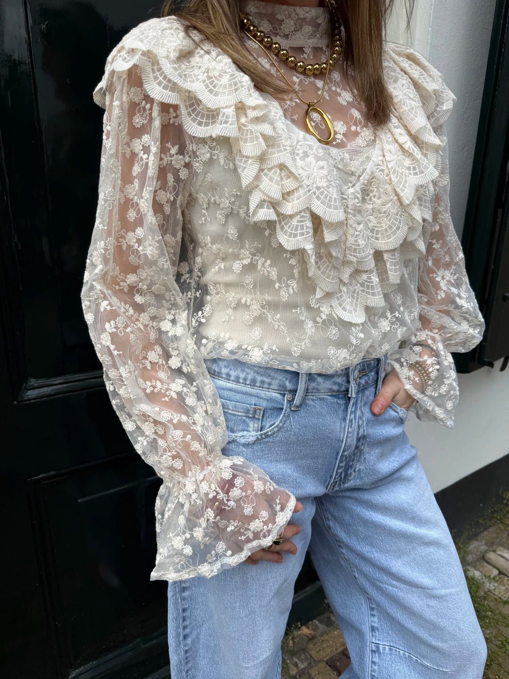 Celine blouse kant crème - Project 35