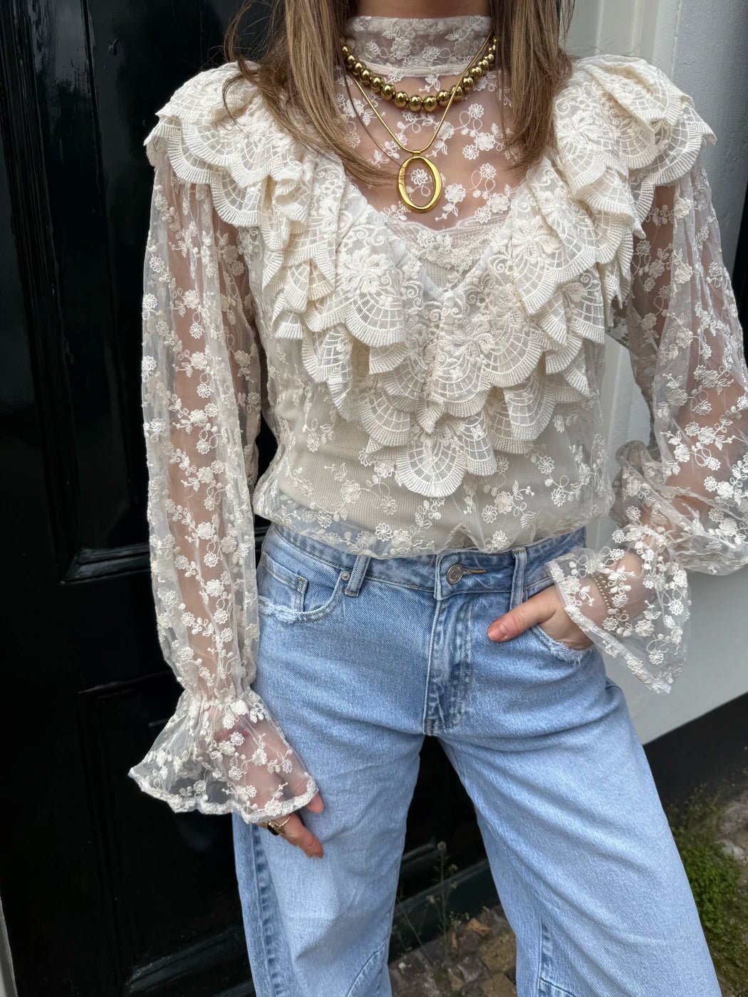 Celine blouse kant crème - Project 35