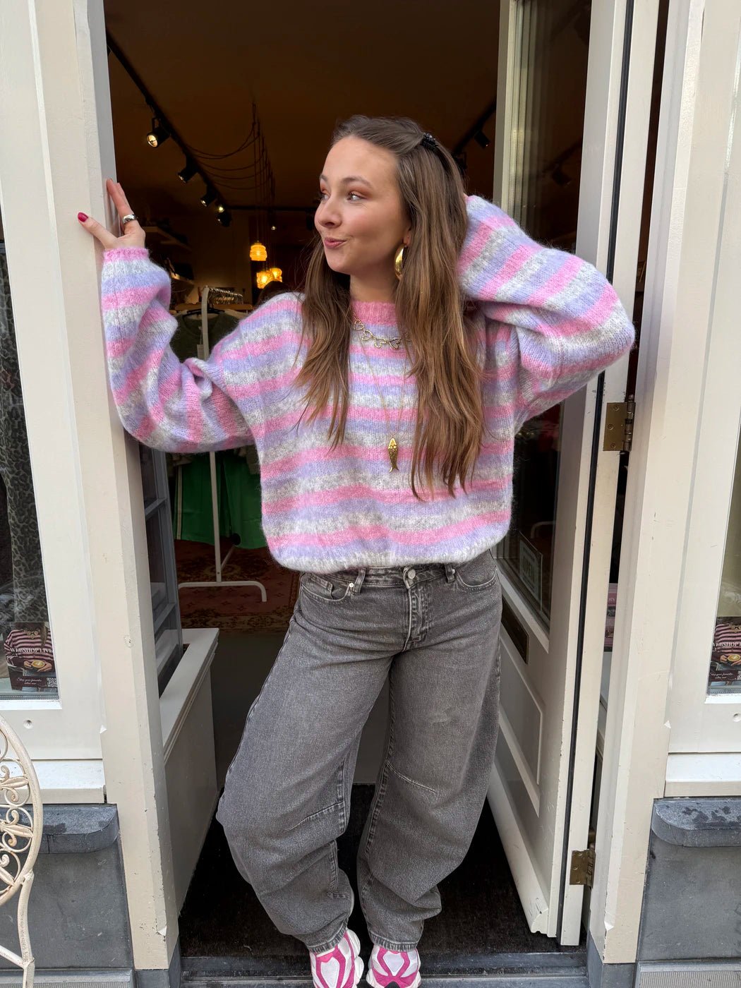 Charlie knit roze/grijs - Project 35