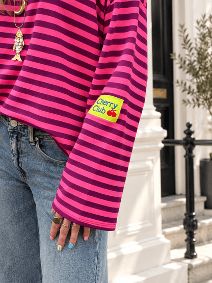 Cherry club gestreepte longsleeve roze/paars - Project 35