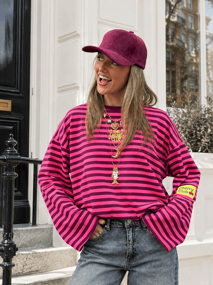 Cherry club gestreepte longsleeve roze/paars - Project 35