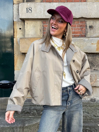 Chrissie reversible trenchcoat beige/geruit - Project 35