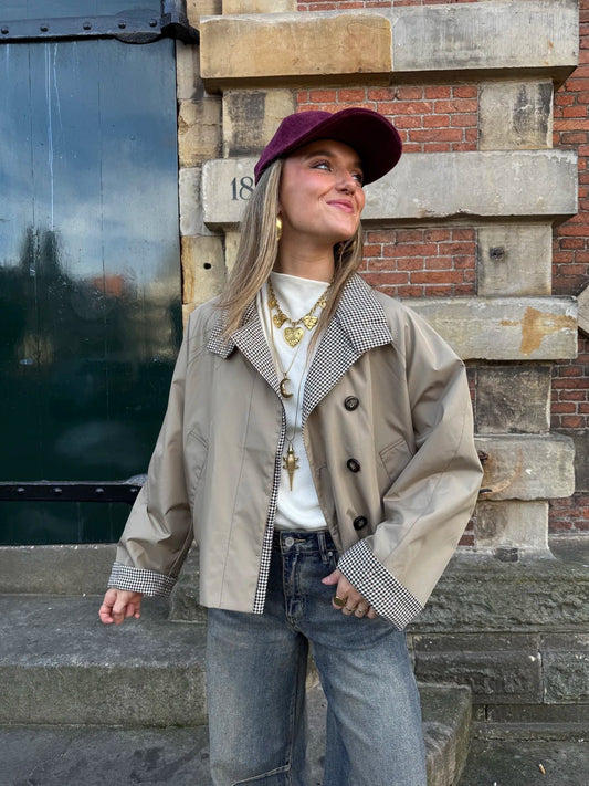Chrissie reversible trenchcoat beige/geruit - Project 35