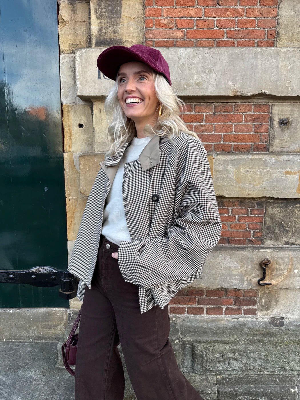 Chrissie reversible trenchcoat beige/geruit - Project 35