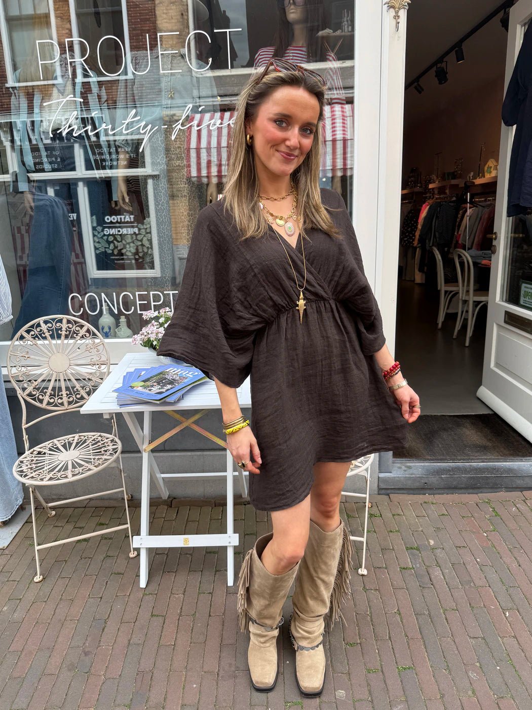 Claire linnen dress choco - Project 35