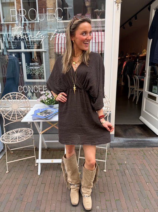 Claire linnen dress choco - Project 35
