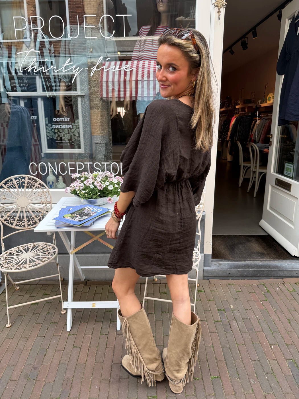 Claire linnen dress choco - Project 35