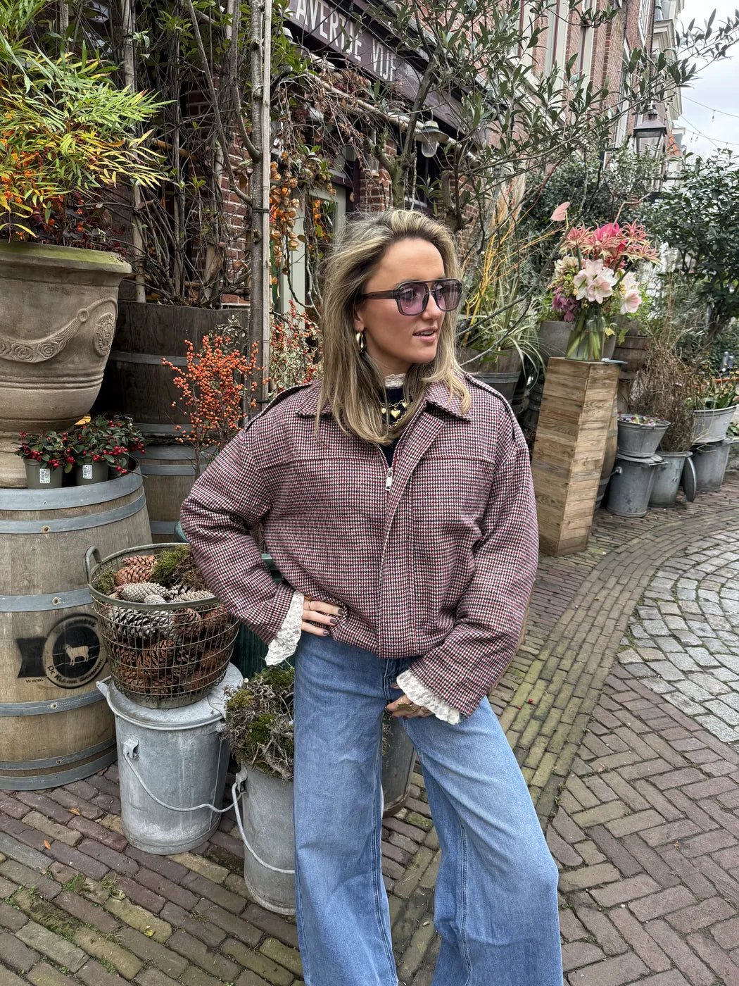 Cleo bomber geruit navy/bordeaux - Project 35