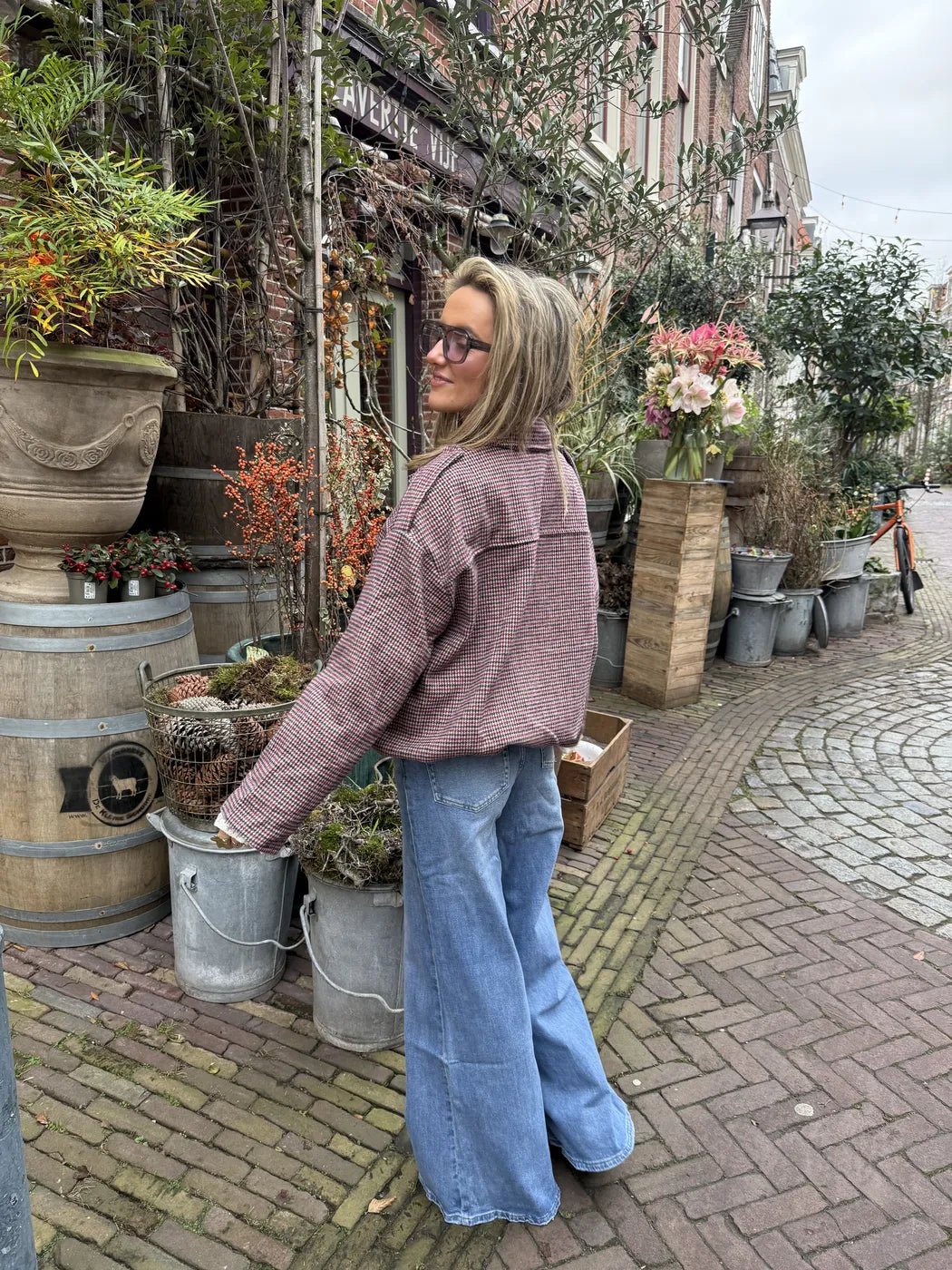 Cleo bomber geruit navy/bordeaux - Project 35