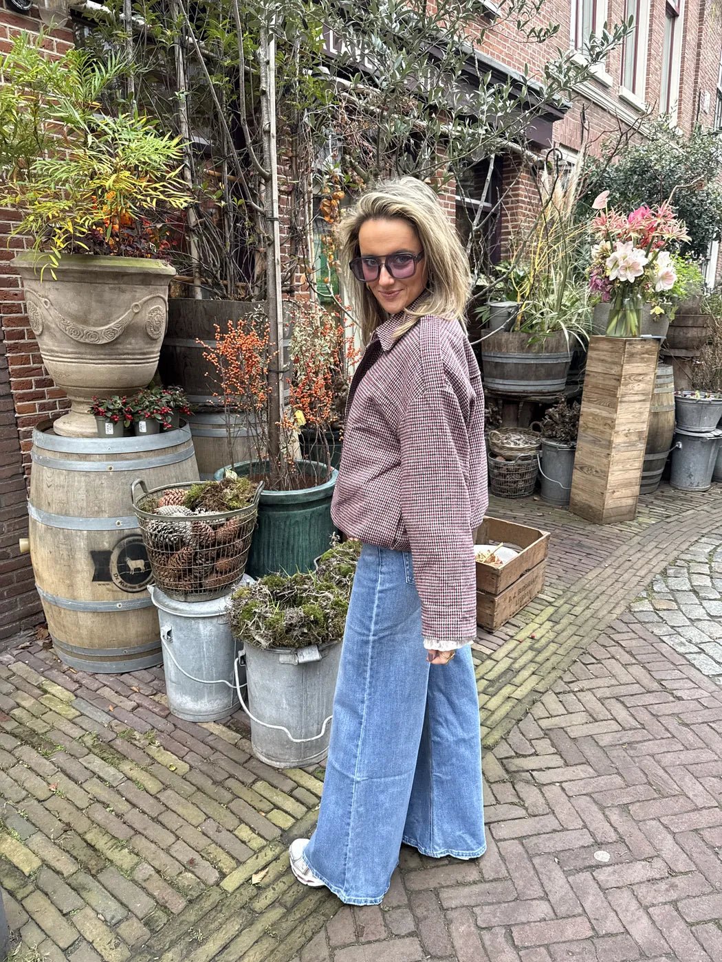 Cleo bomber geruit navy/bordeaux - Project 35