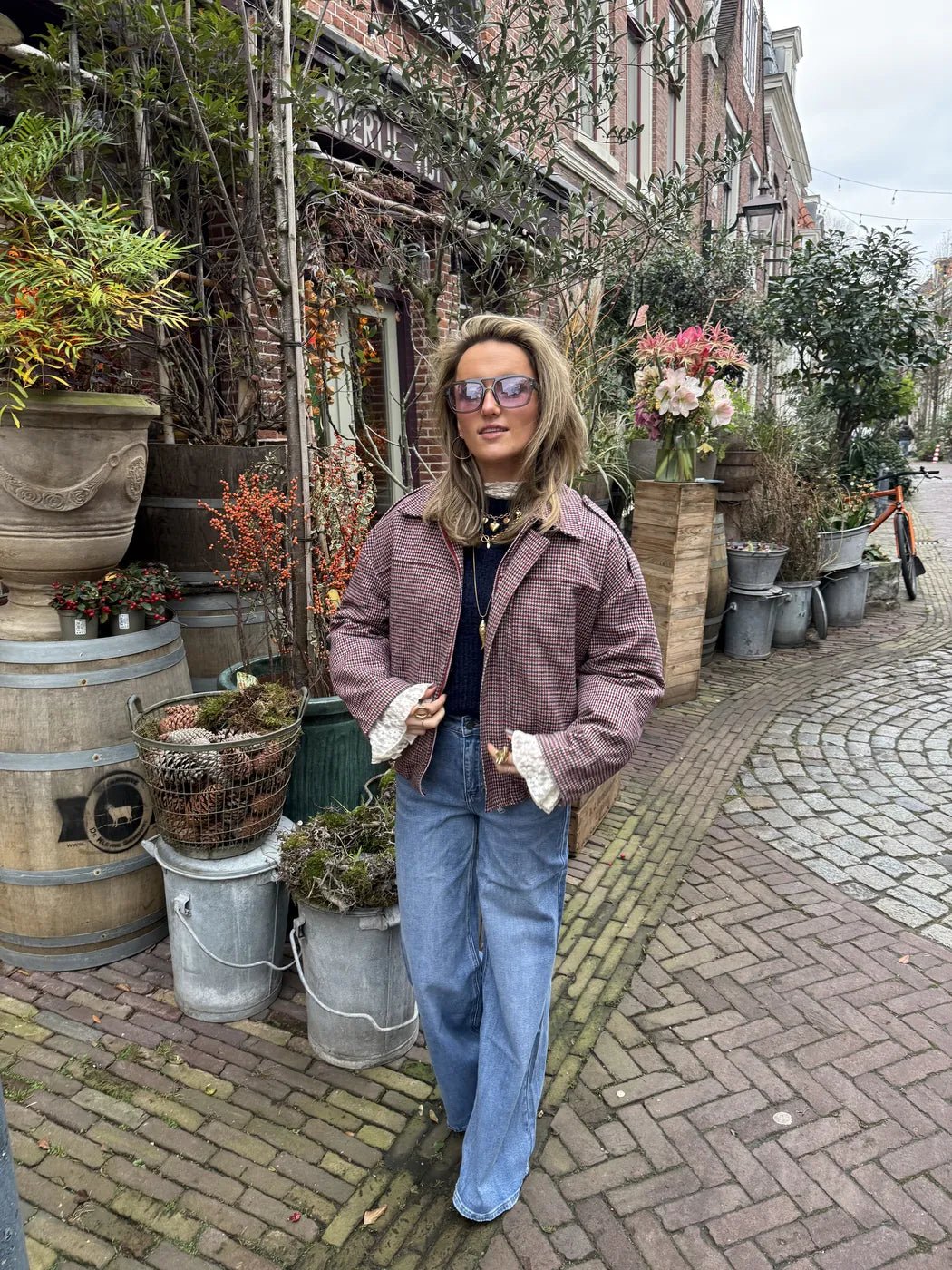 Cleo bomber geruit navy/bordeaux - Project 35