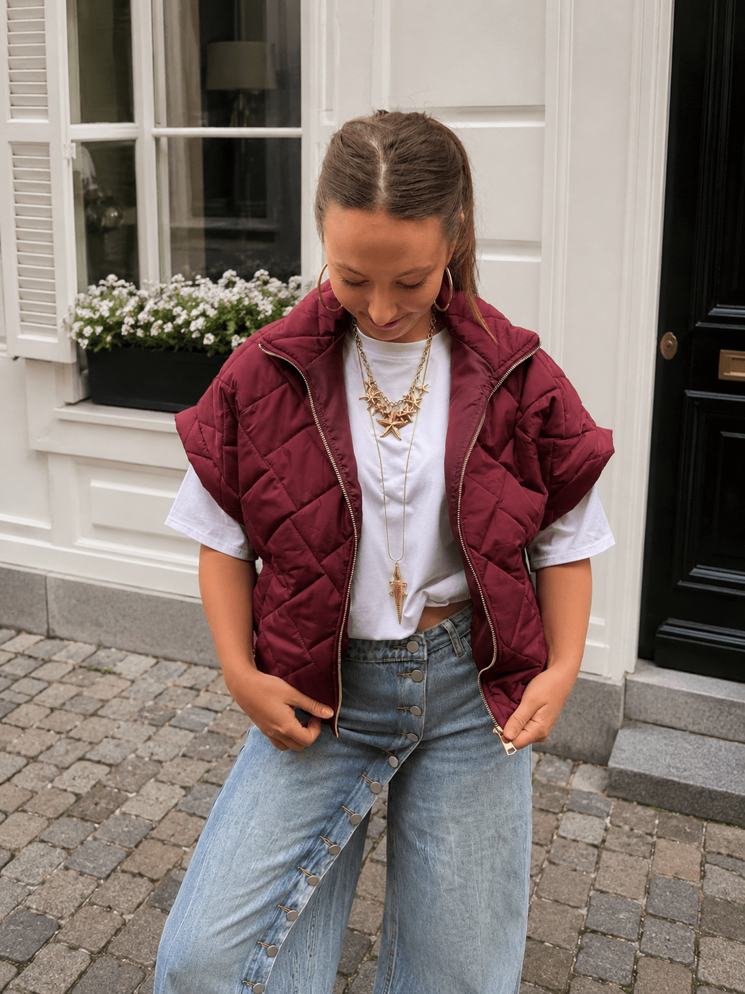 Coco oversized bodywarmer cherry - Project 35