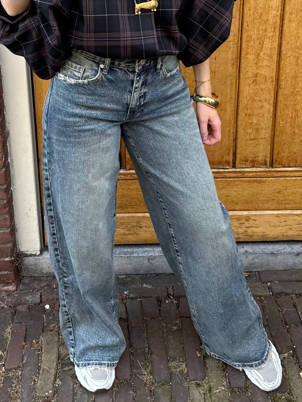Cody wide leg jeans adjustable waist blue - Project 35