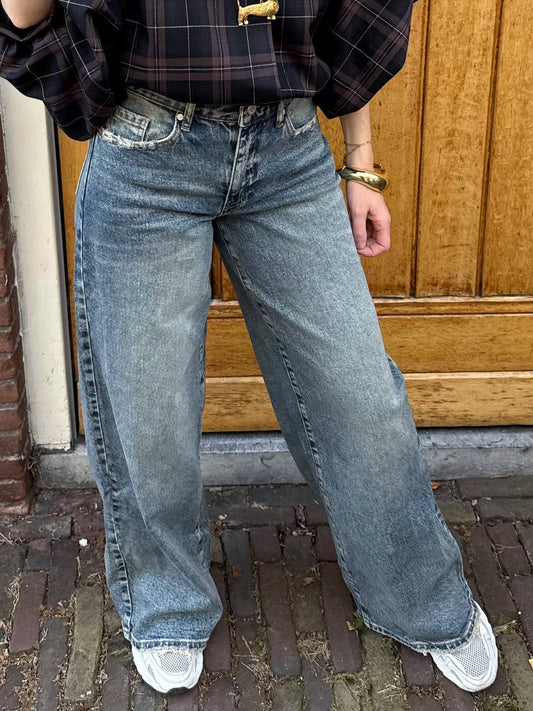 Cody wide leg jeans adjustable waist blue - Project 35