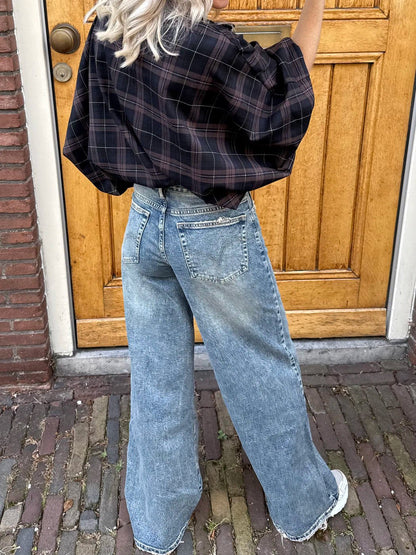 Cody wide leg jeans adjustable waist blue - Project 35