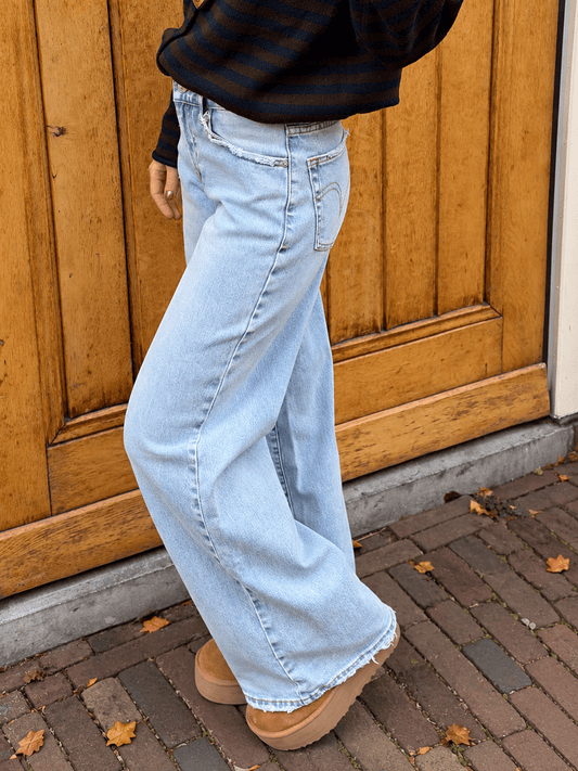 Cody wide leg jeans adjustable waist light blue - Project 35