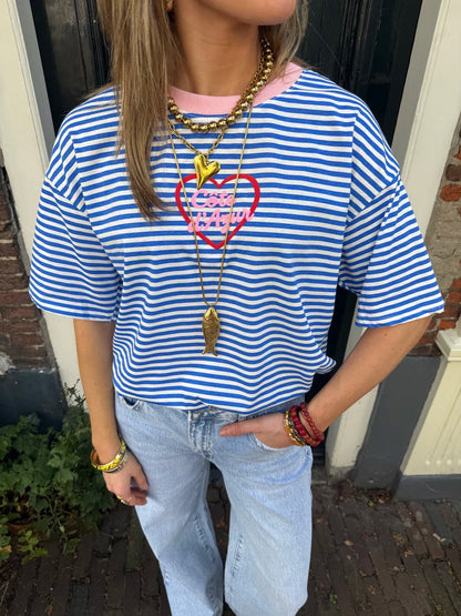 'C'ôte d'Azur' tee blauw/wit - Project 35