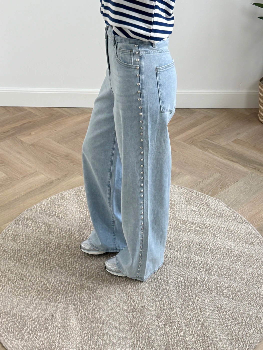 Dana wide leg jeans studs blue - Project 35