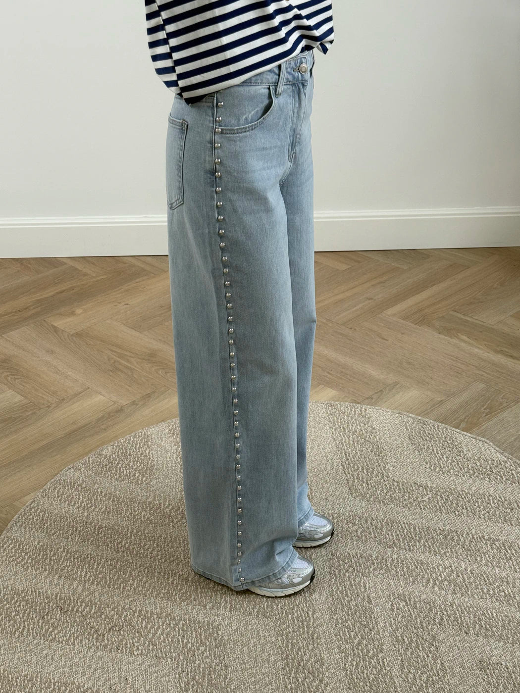 Dana wide leg jeans studs blue - Project 35