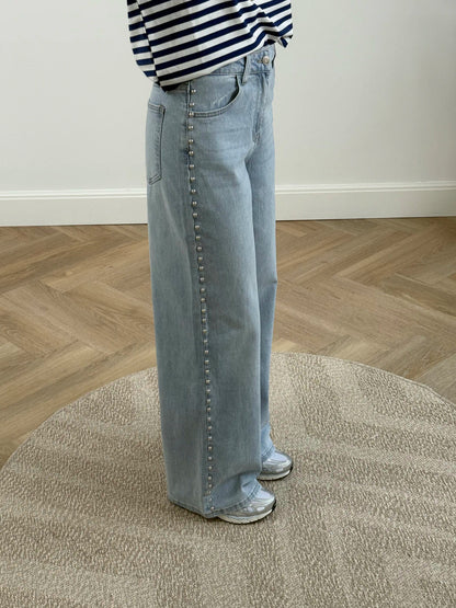 Dana wide leg jeans studs blue - Project 35