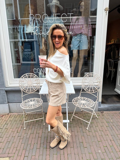 Diede shorts denim beige stretch - Project 35