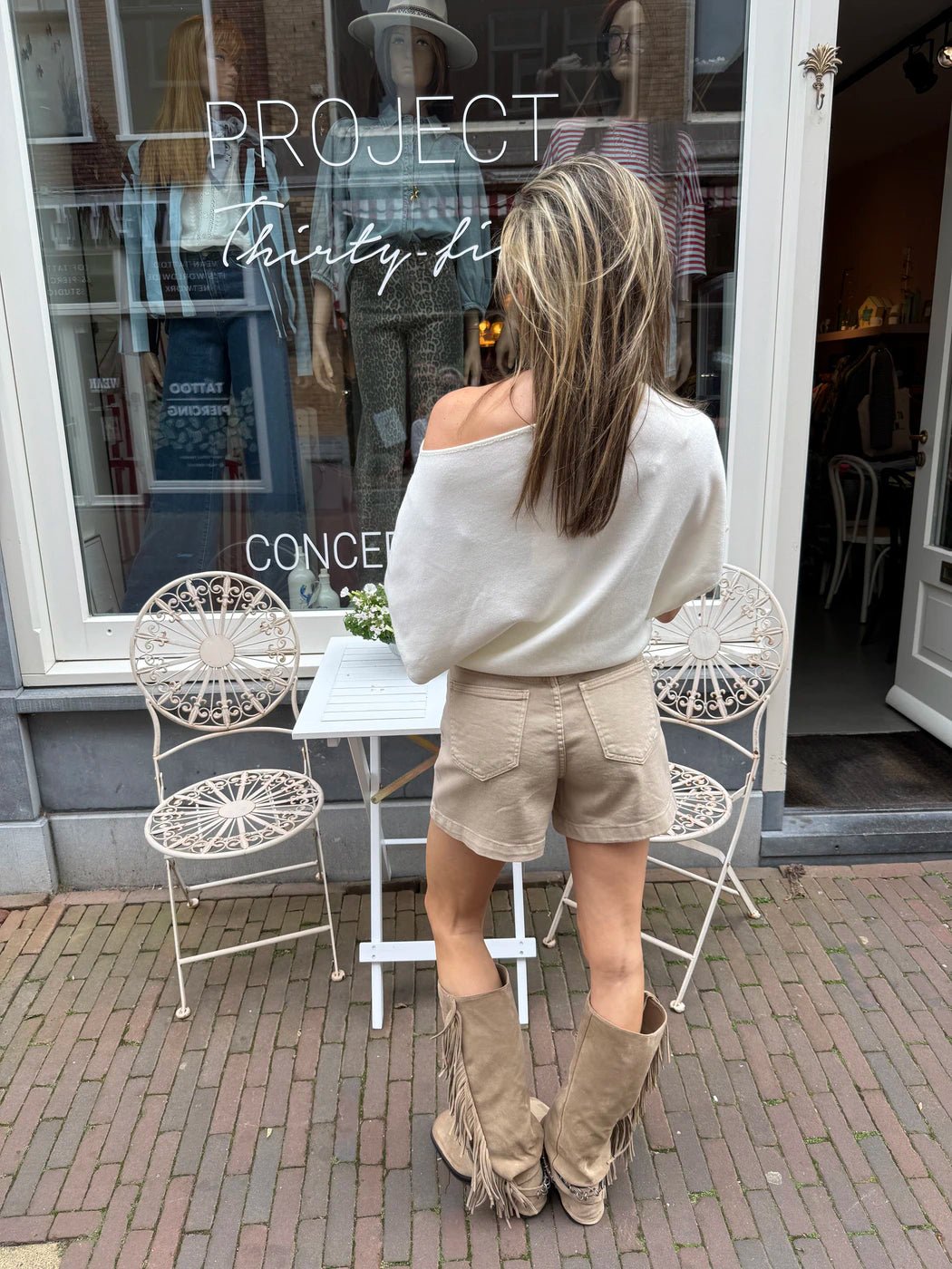 Diede shorts denim beige stretch - Project 35