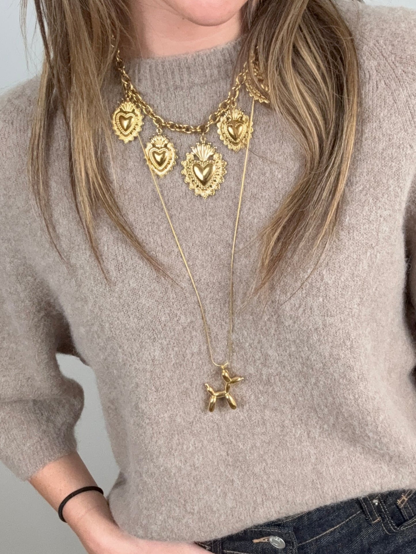 'Dog' ketting lang goud - Project 35