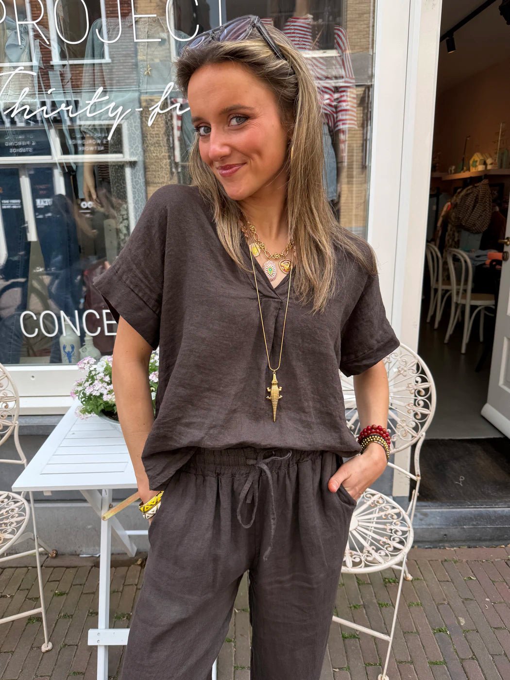 Donna blouse choco linnen - Project 35