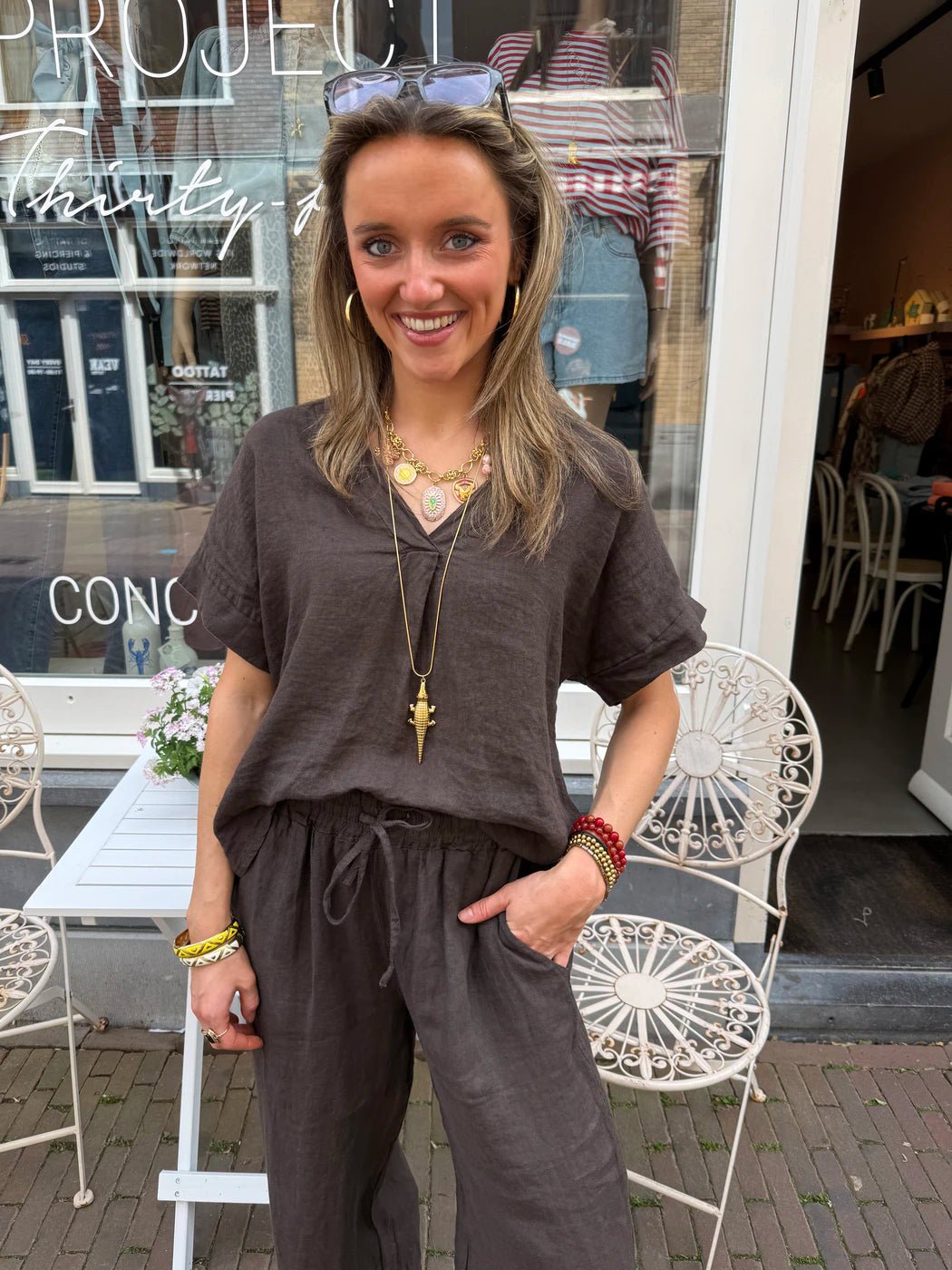 Donna blouse choco linnen - Project 35