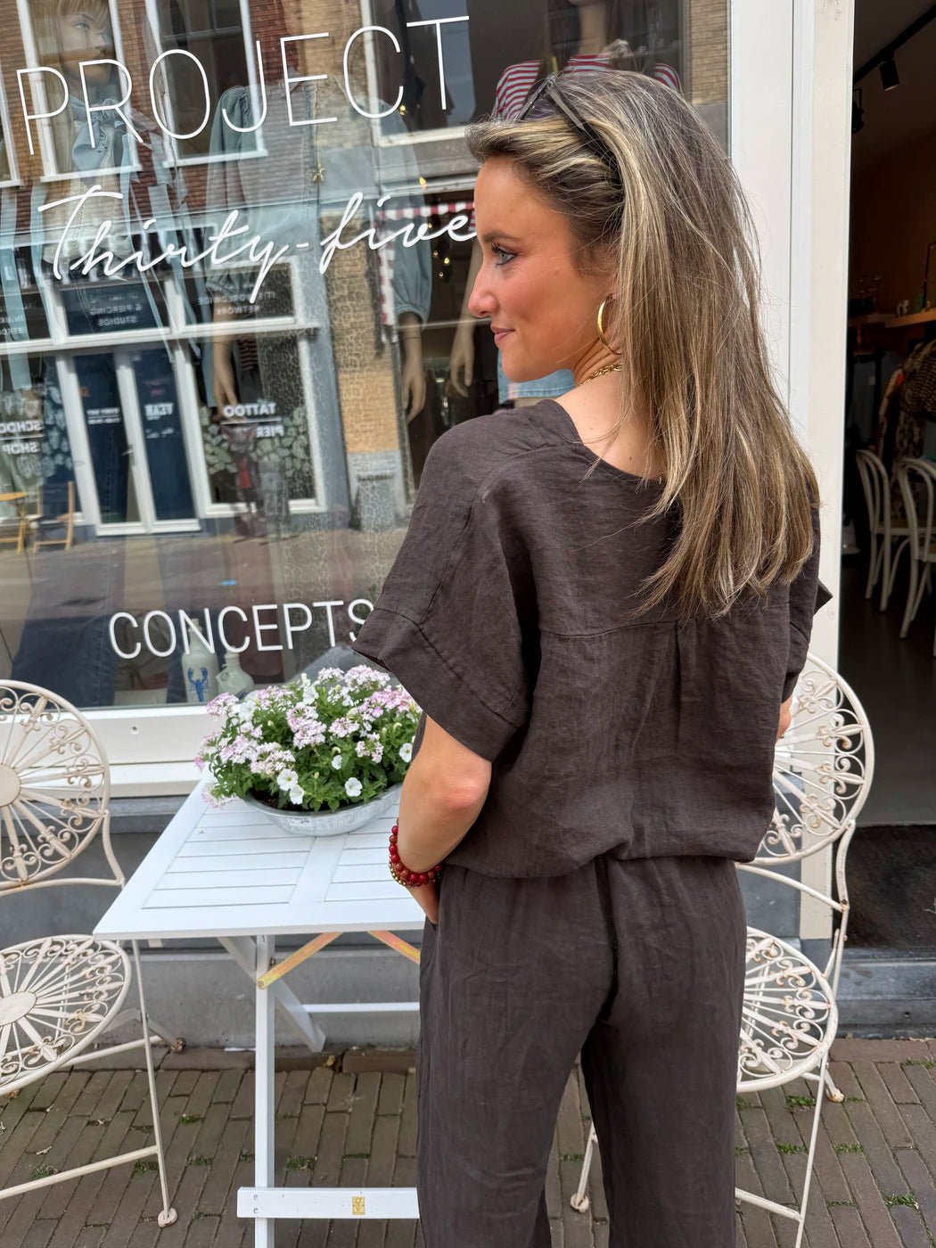 Donna blouse choco linnen - Project 35