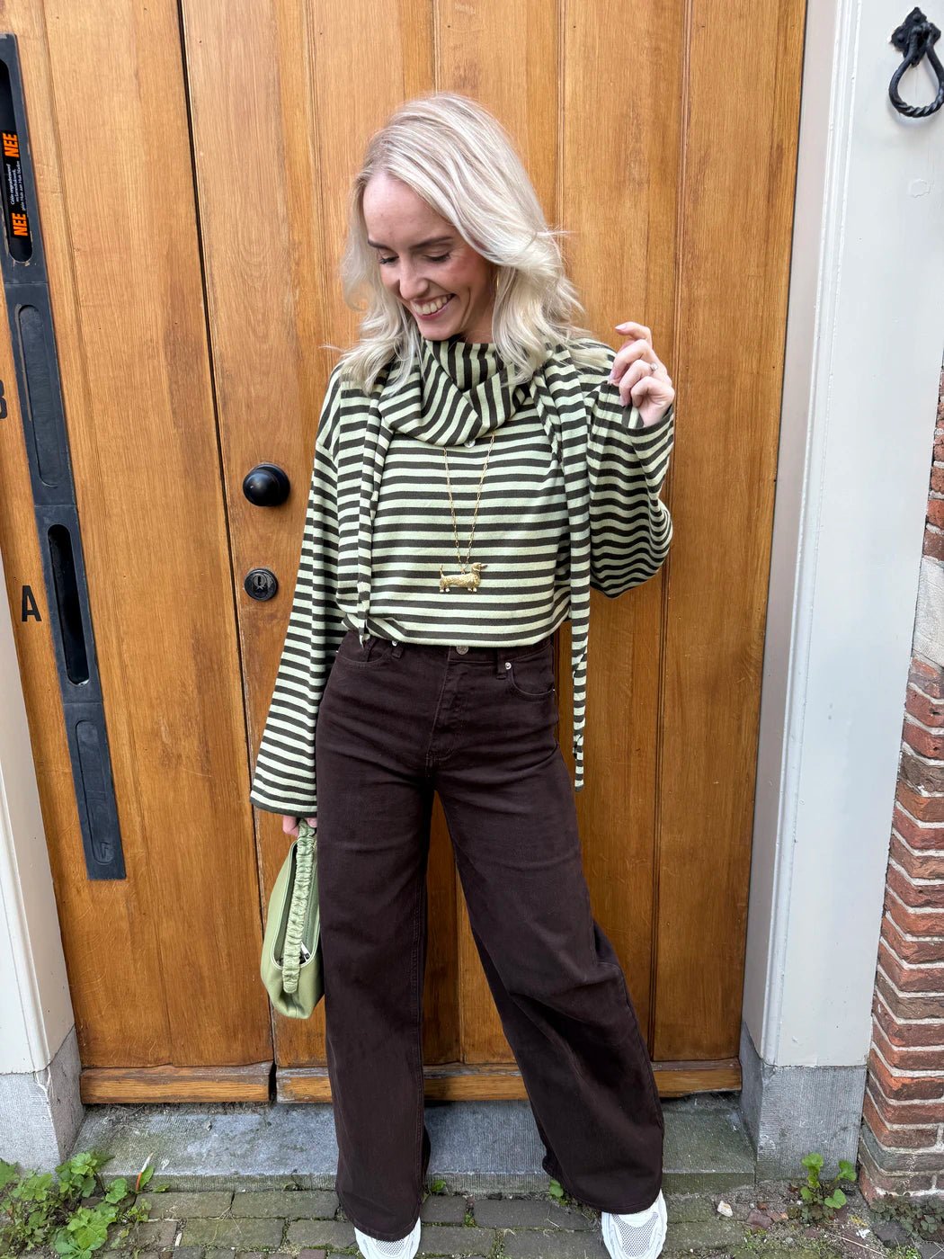 Eef wide leg jeans stretch donkerbruin - Project 35