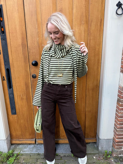 Eef wide leg jeans stretch donkerbruin - Project 35