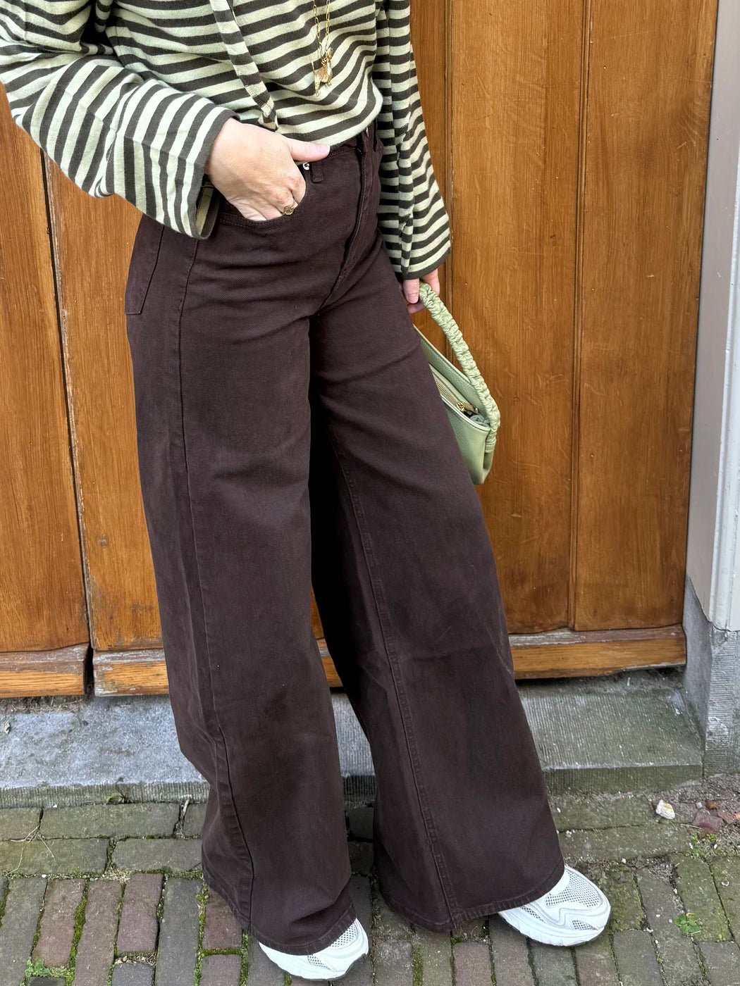 Eef wide leg jeans stretch donkerbruin - Project 35