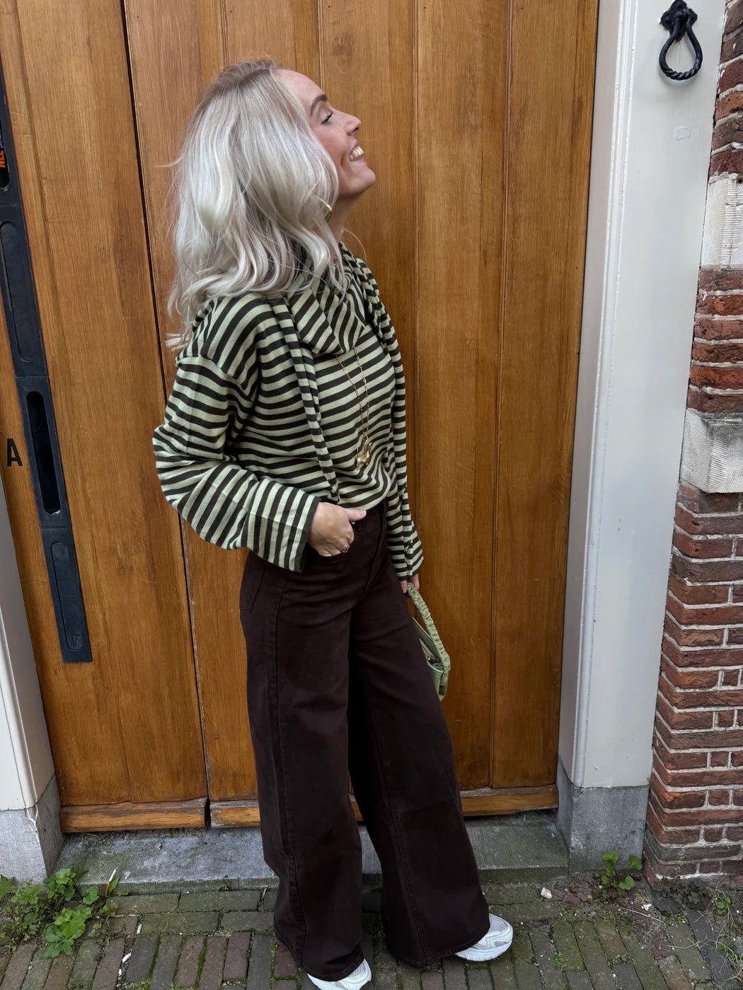 Eef wide leg jeans stretch donkerbruin - Project 35