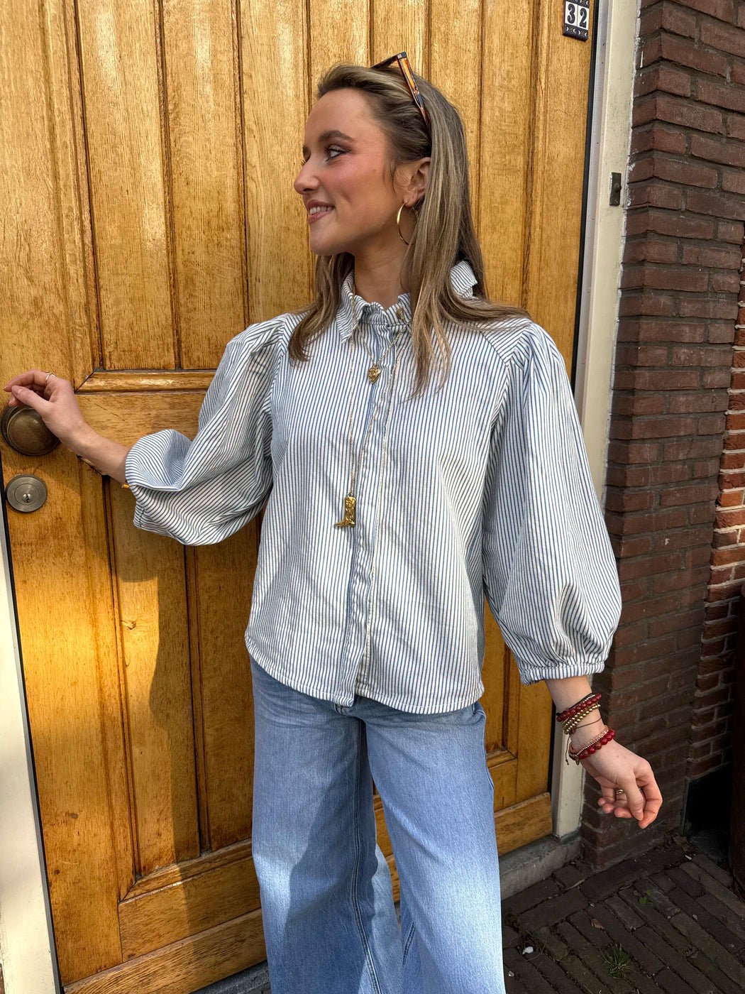Ella blouse gestreept blauw/wit - Project 35