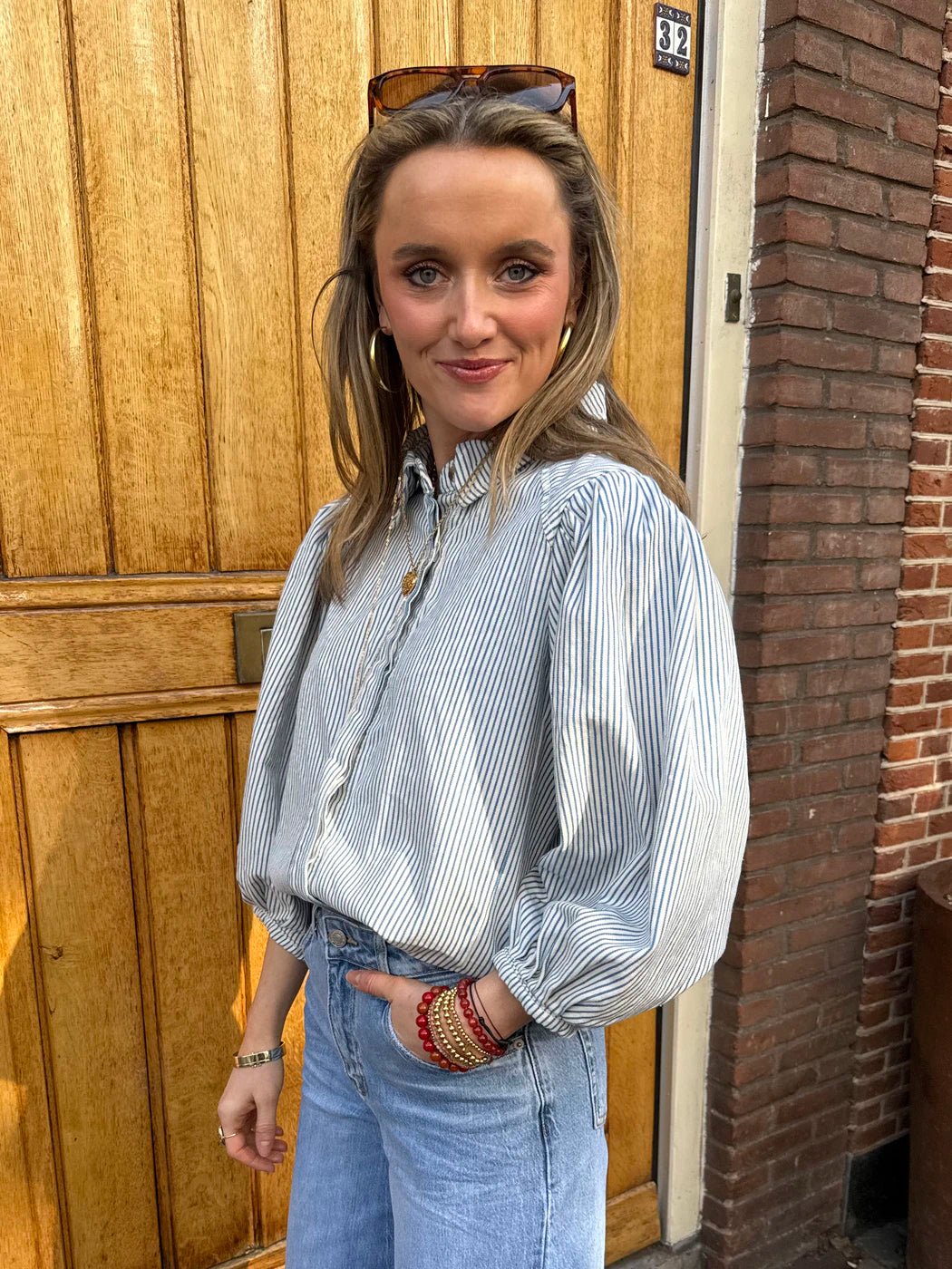 Ella blouse gestreept blauw/wit - Project 35