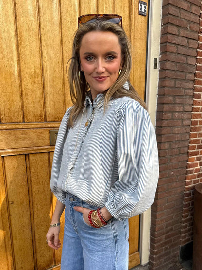 Ella blouse gestreept blauw/wit - Project 35