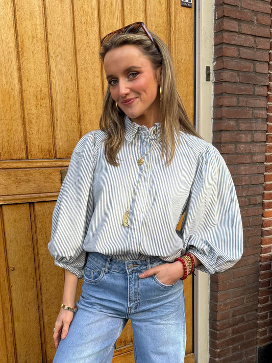 Ella blouse gestreept blauw/wit - Project 35