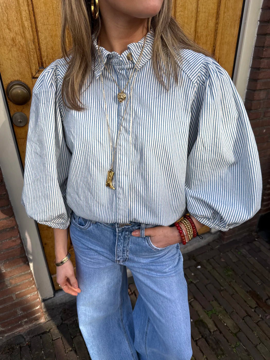 Ella blouse gestreept blauw/wit - Project 35