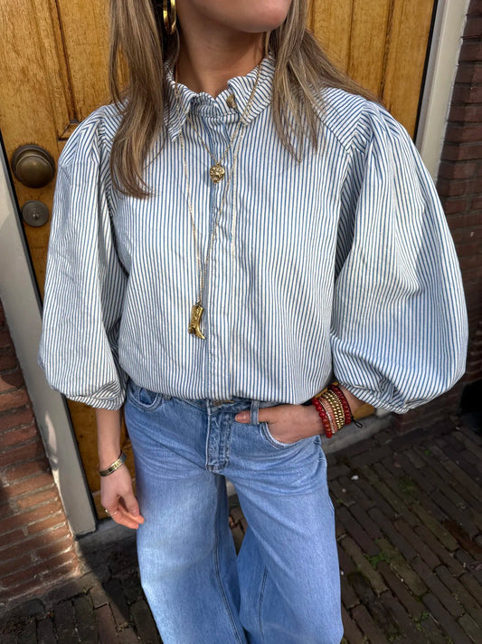 Ella blouse gestreept blauw/wit - Project 35