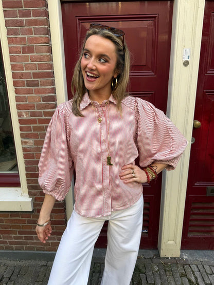 Ella blouse gestreept rood/wit - Project 35