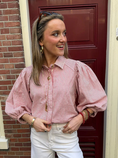 Ella blouse gestreept rood/wit - Project 35