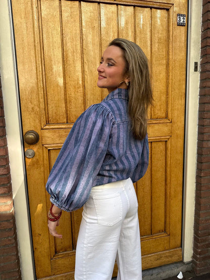 Ella blouse gestreept roze/blauw - Project 35