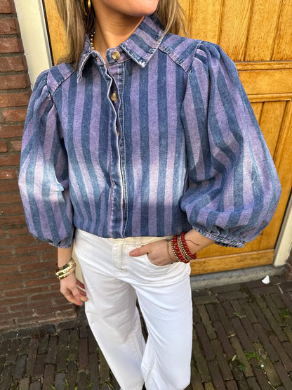Ella blouse gestreept roze/blauw - Project 35