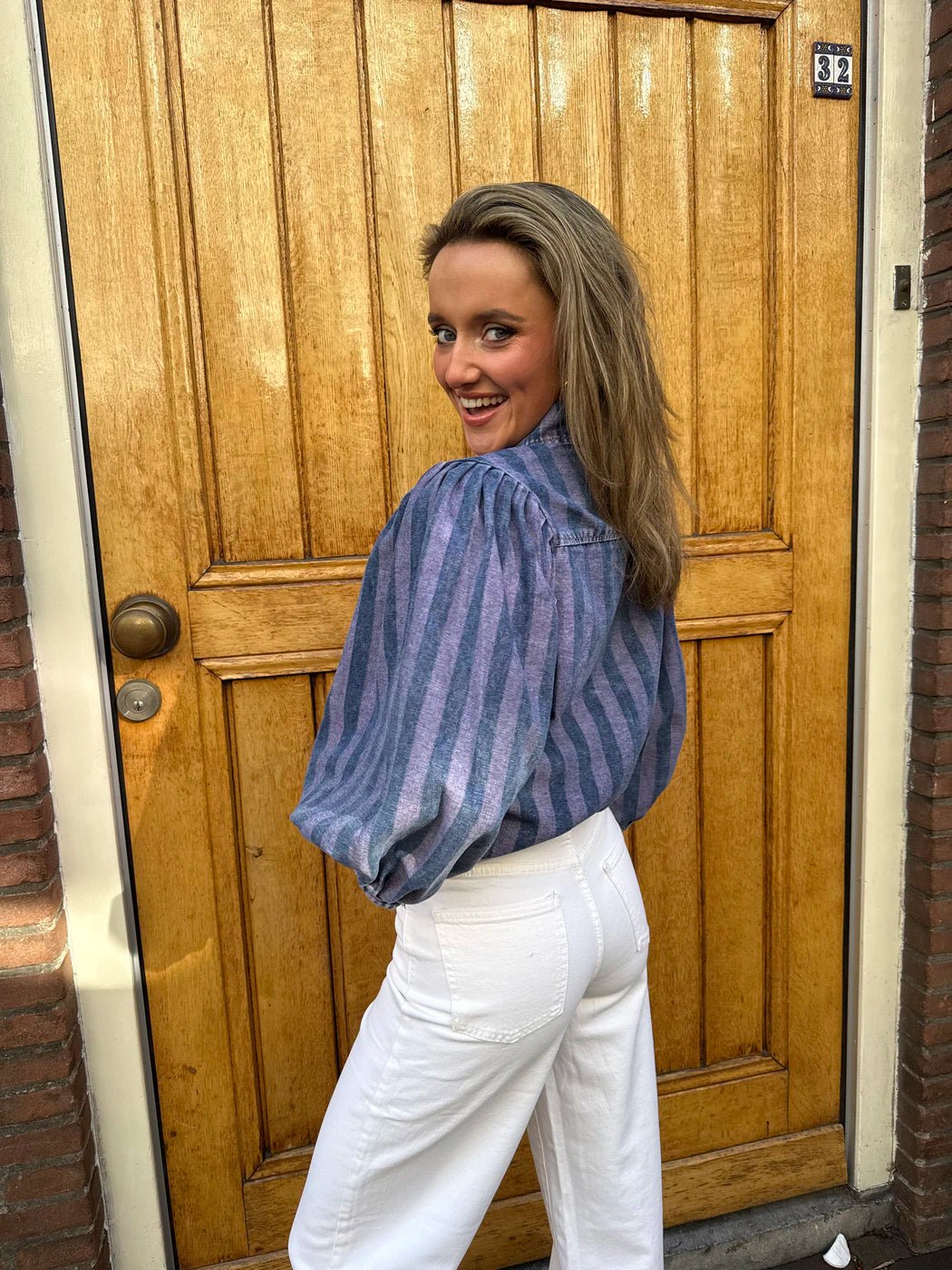 Ella blouse gestreept roze/blauw - Project 35
