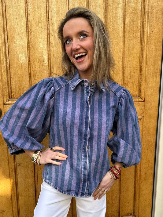 Ella blouse gestreept roze/blauw - Project 35