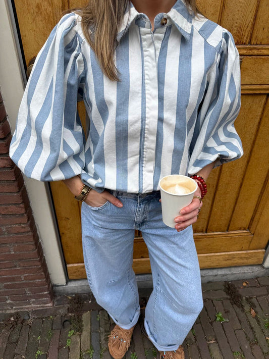 Ella blouse strepen blauw/wit - Project 35