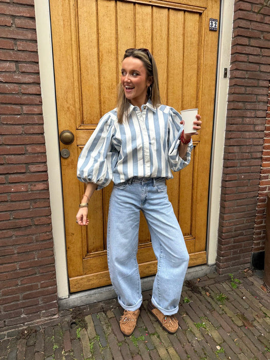 Ella blouse strepen blauw/wit - Project 35