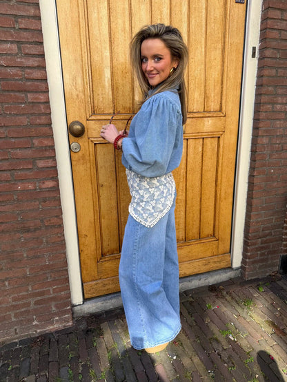 Ella denim blouse pofmouw lichtblauw - Project 35